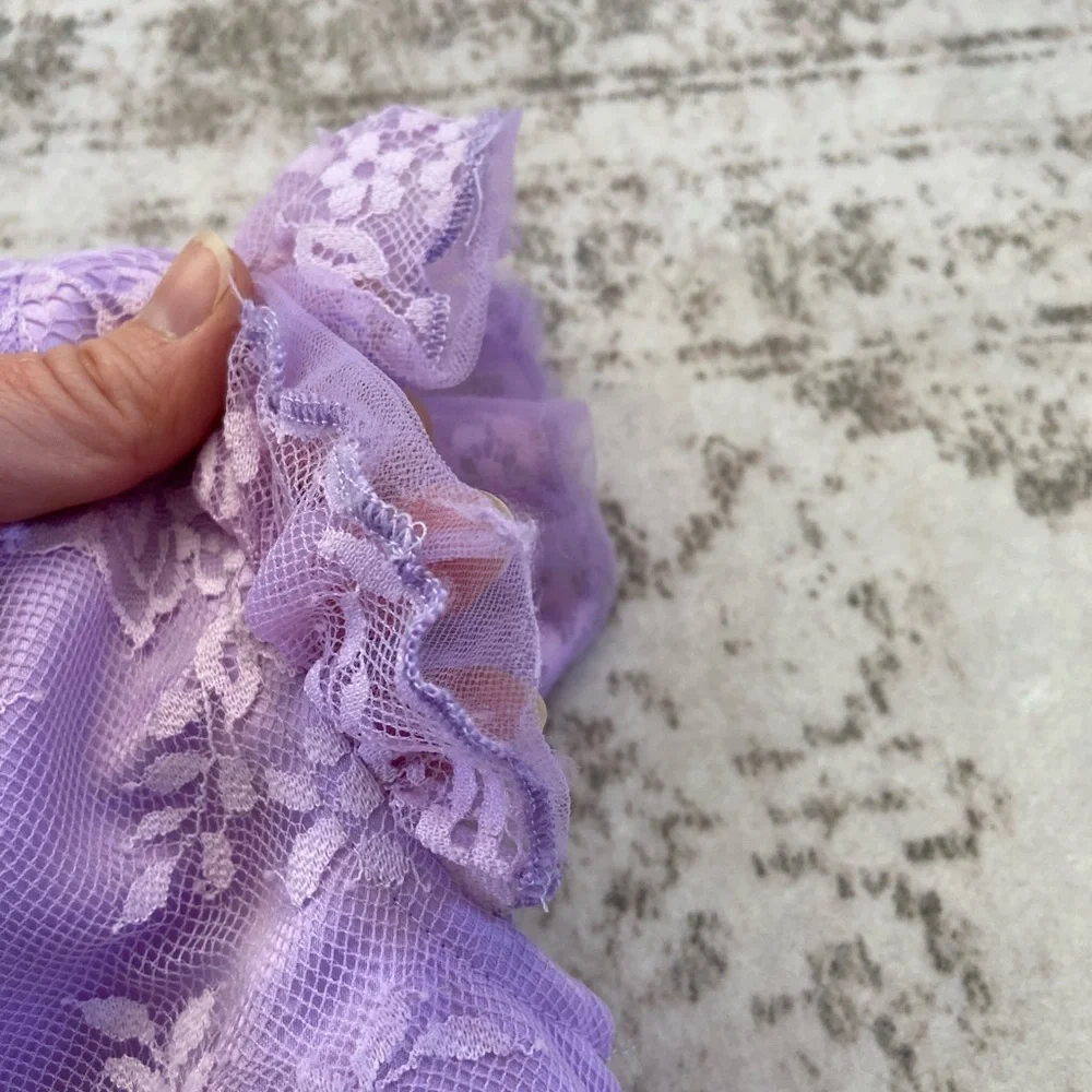 Trish Scully Clara Dress Lavender Purple Short Sleeve Lace and Tulle Skirt Sz 5 - Picture 10 of 15